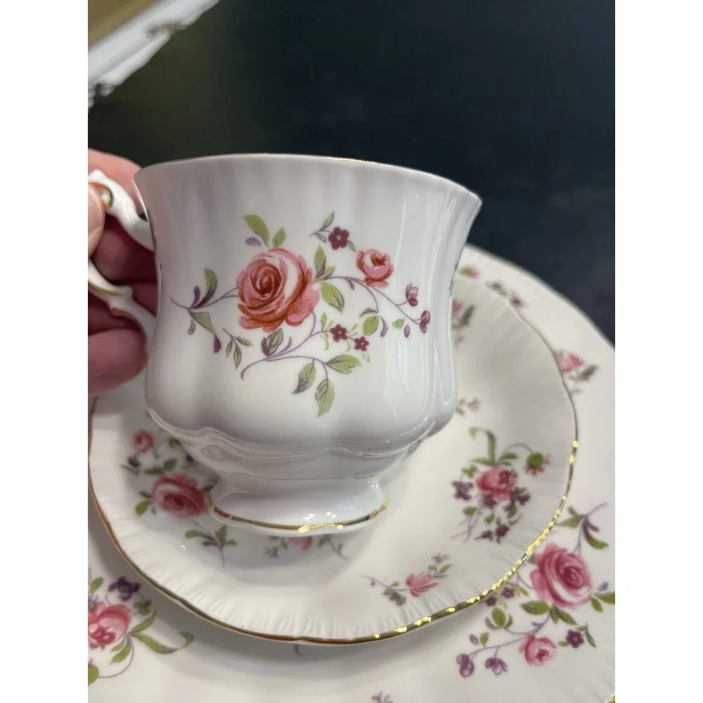 3pc Paragon Her Majesty Queen “Fragrance” Floral Tea Cup Saucer Luncheon Plate